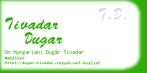 tivadar dugar business card